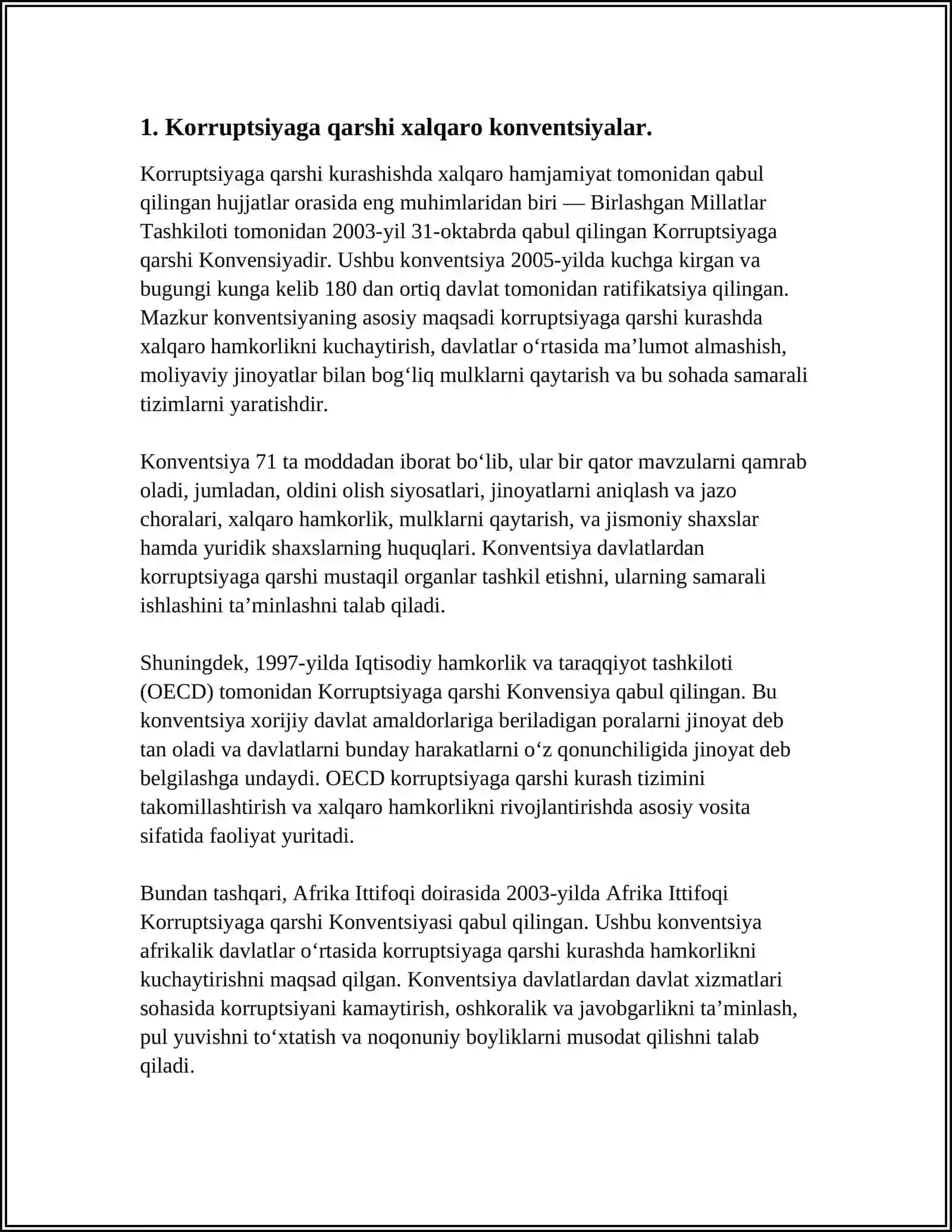 Korruptsiyaga qarshi xalqaro konventsiyalari 4