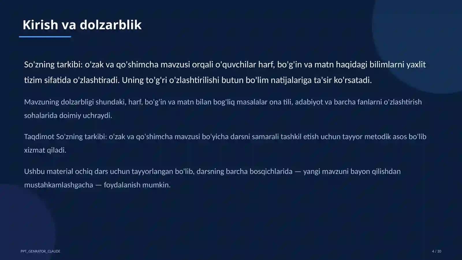 So'zning tarkibi: o'zak va qo'shimcha (3-sinf) 4