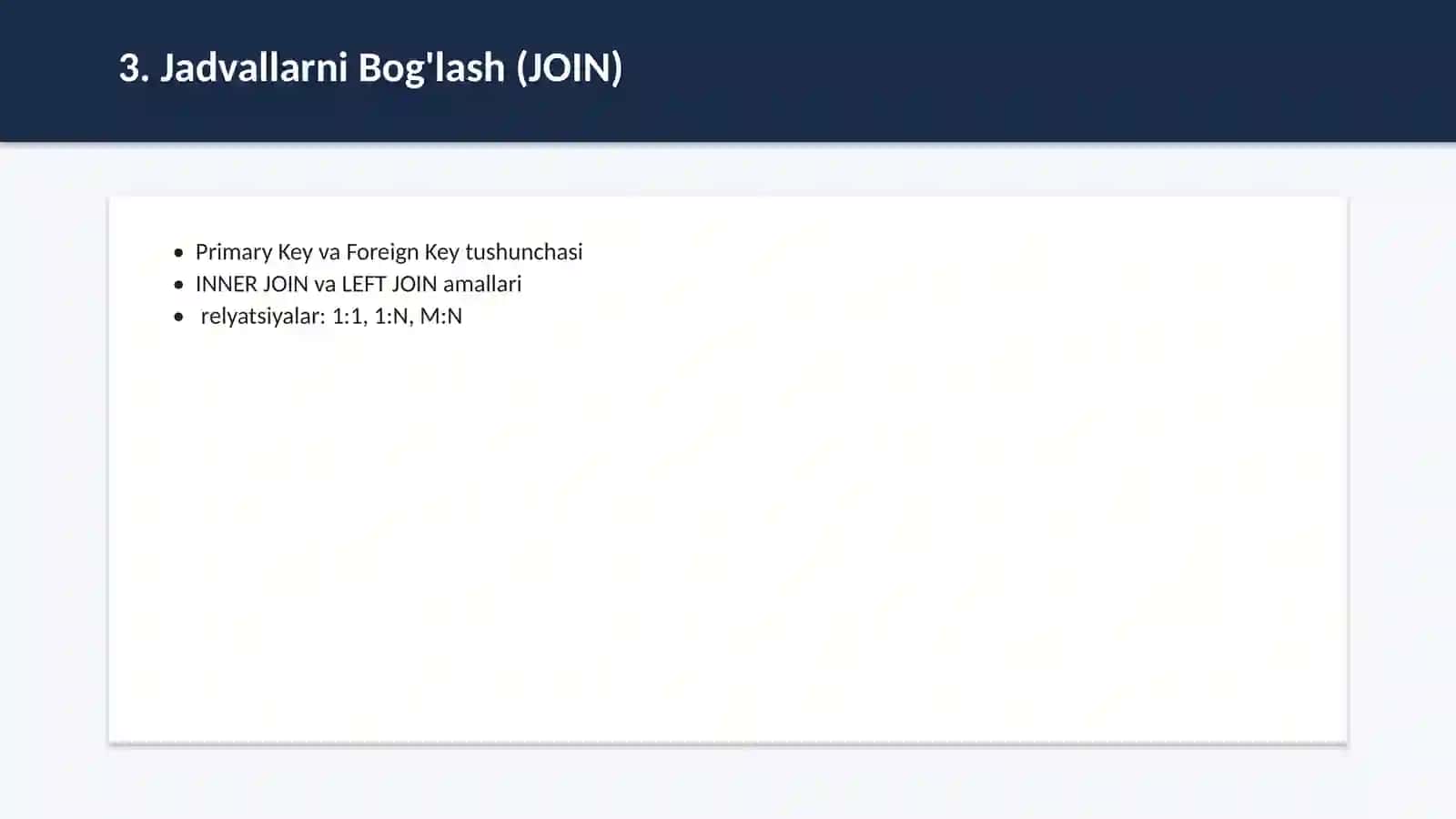 Ma'lumotlar bazasi va SQL asoslari 4