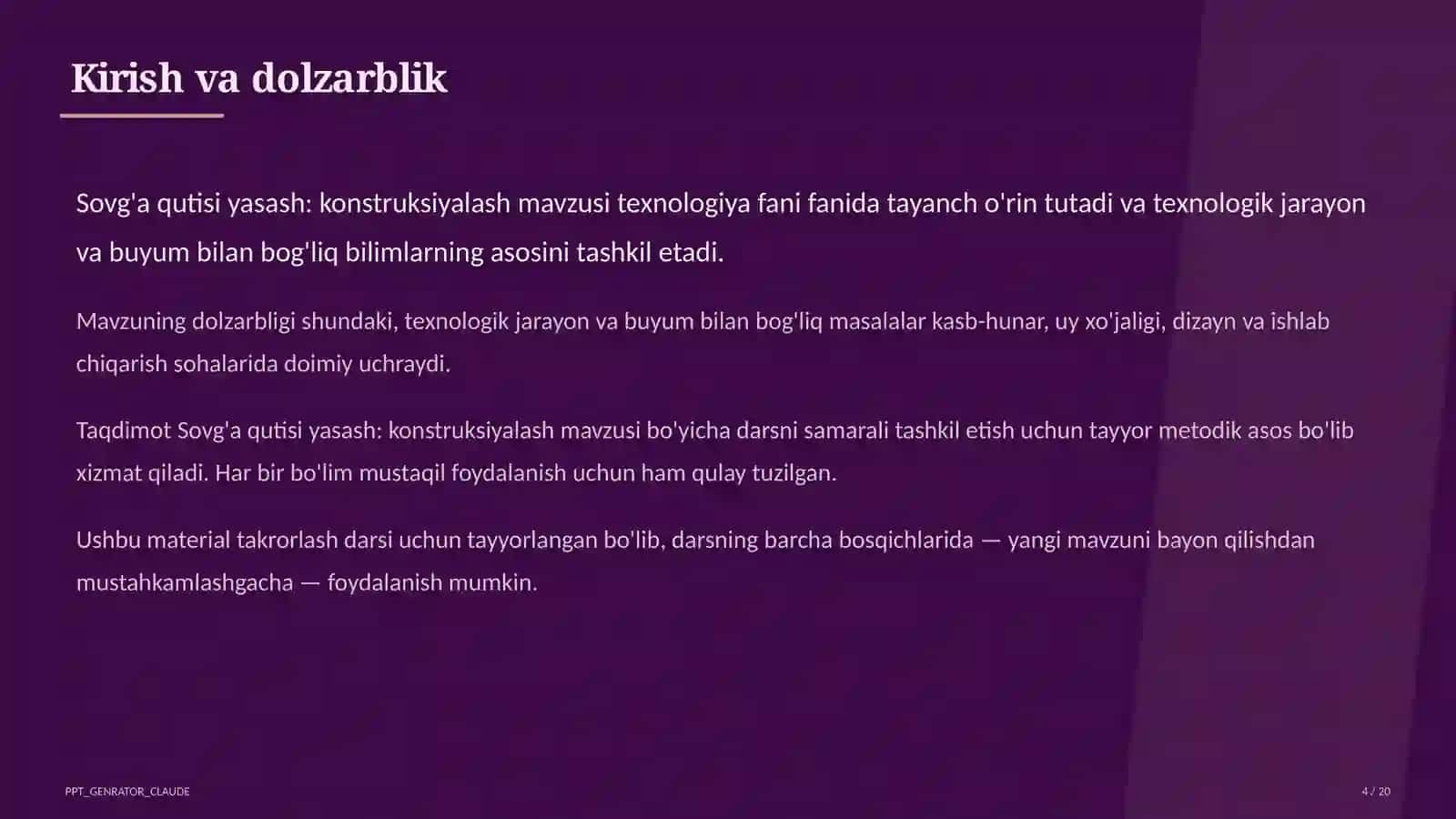 Sovg'a qutisi yasash: konstruksiyalash (3-sinf) 4