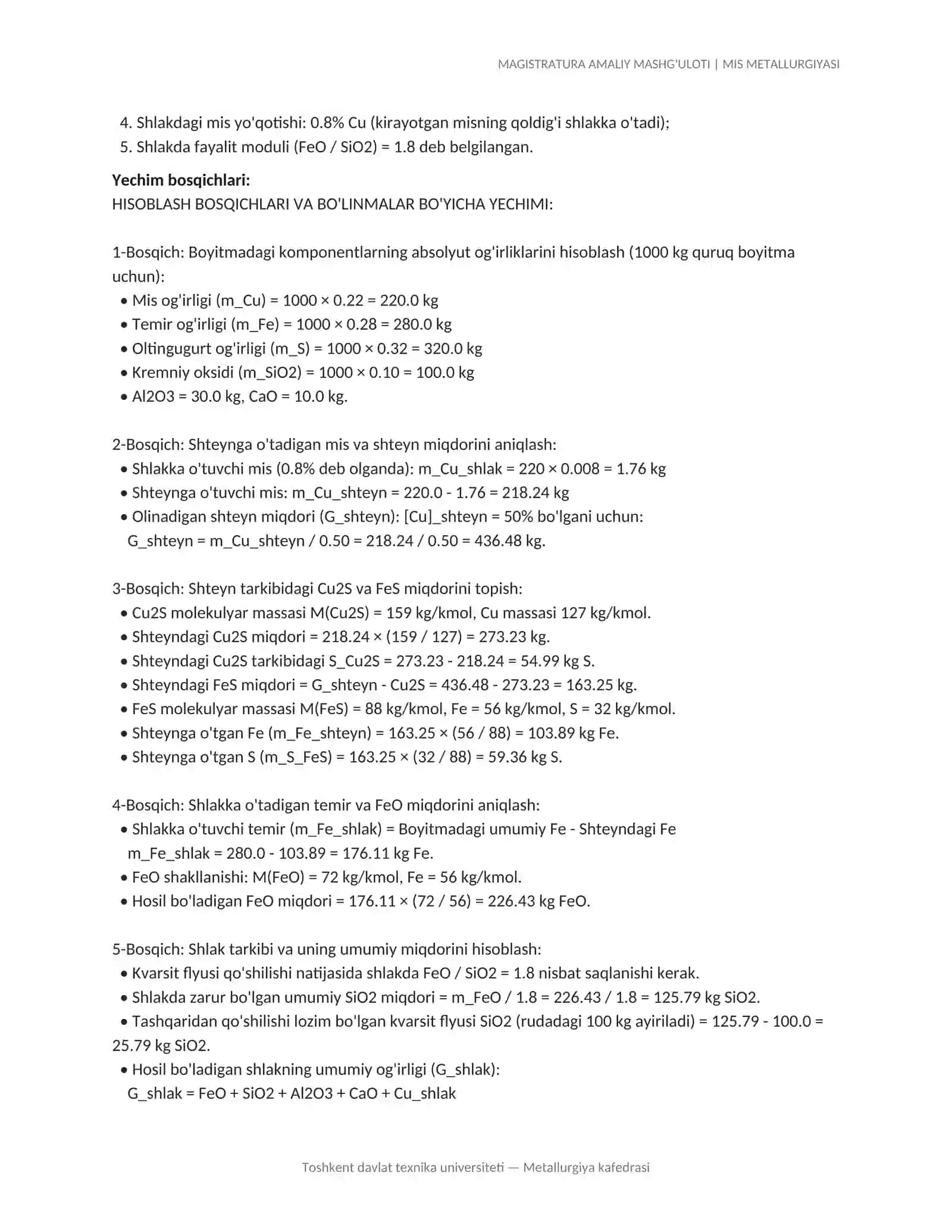 MAGISTRATURA AMALIY MASHG'ULOTI | MIS METALLURGIYASI 4