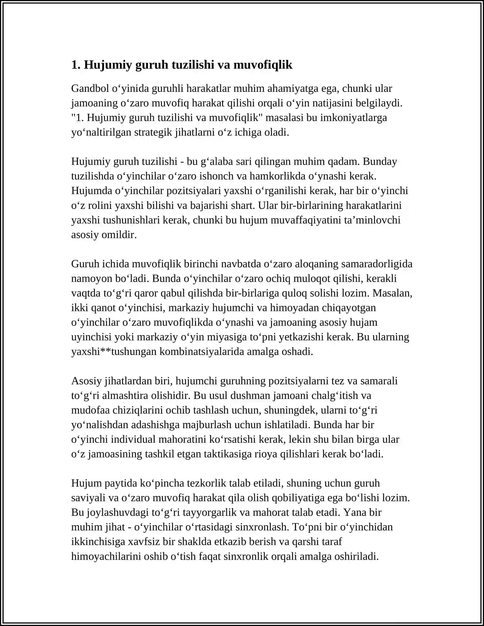 GANDBOL OʻYNIDA GURUHLI HARAKATLAR 4
