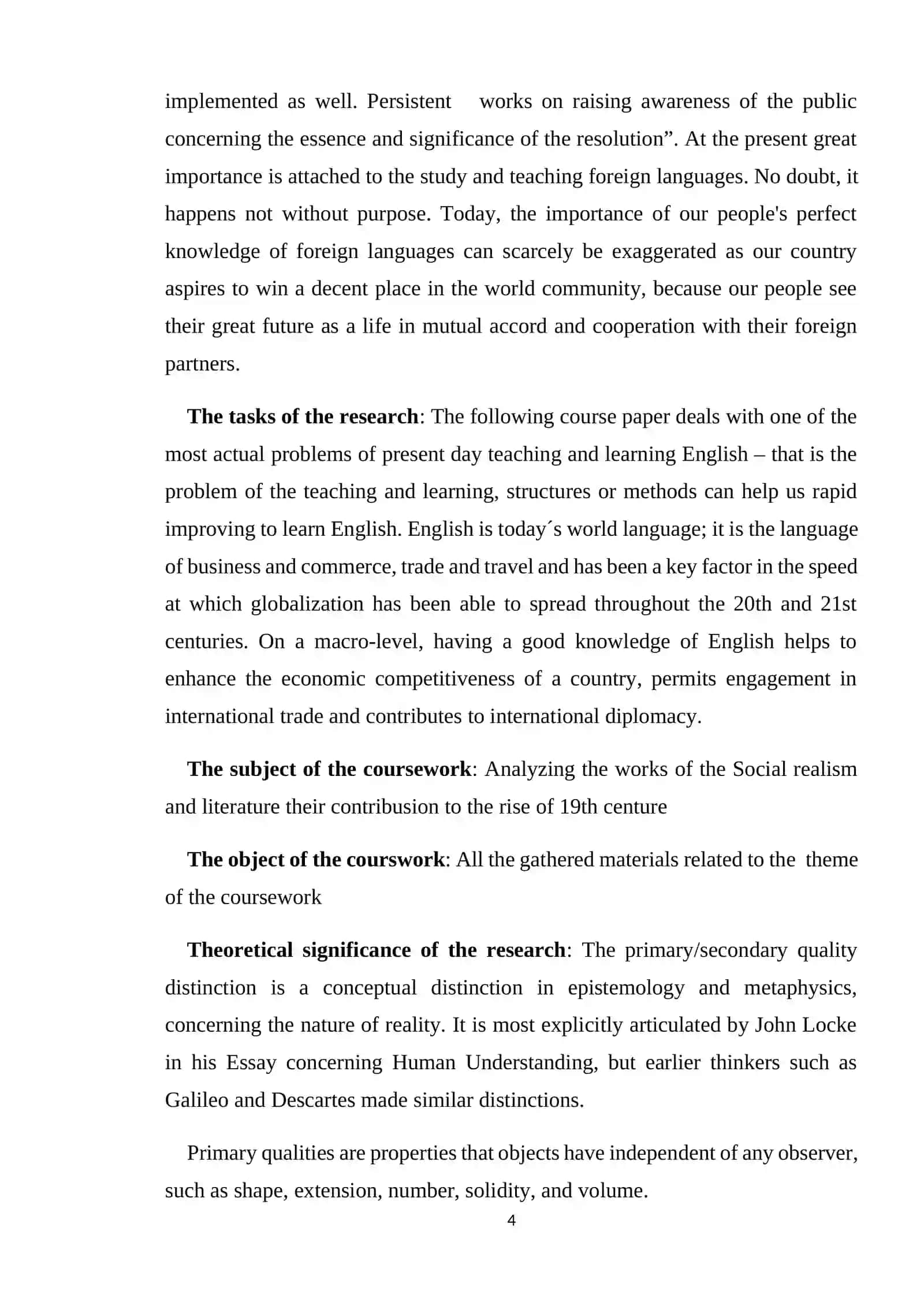 Course Paper on Critical Realism and its Historical Roots in English 4