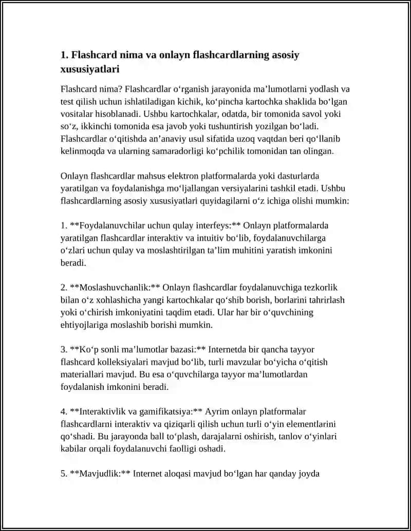 FLASHCARD LARNI ONLAYN TARZDA QANDAY QO‘LLANILISHINI TUSHUNTIRING 4