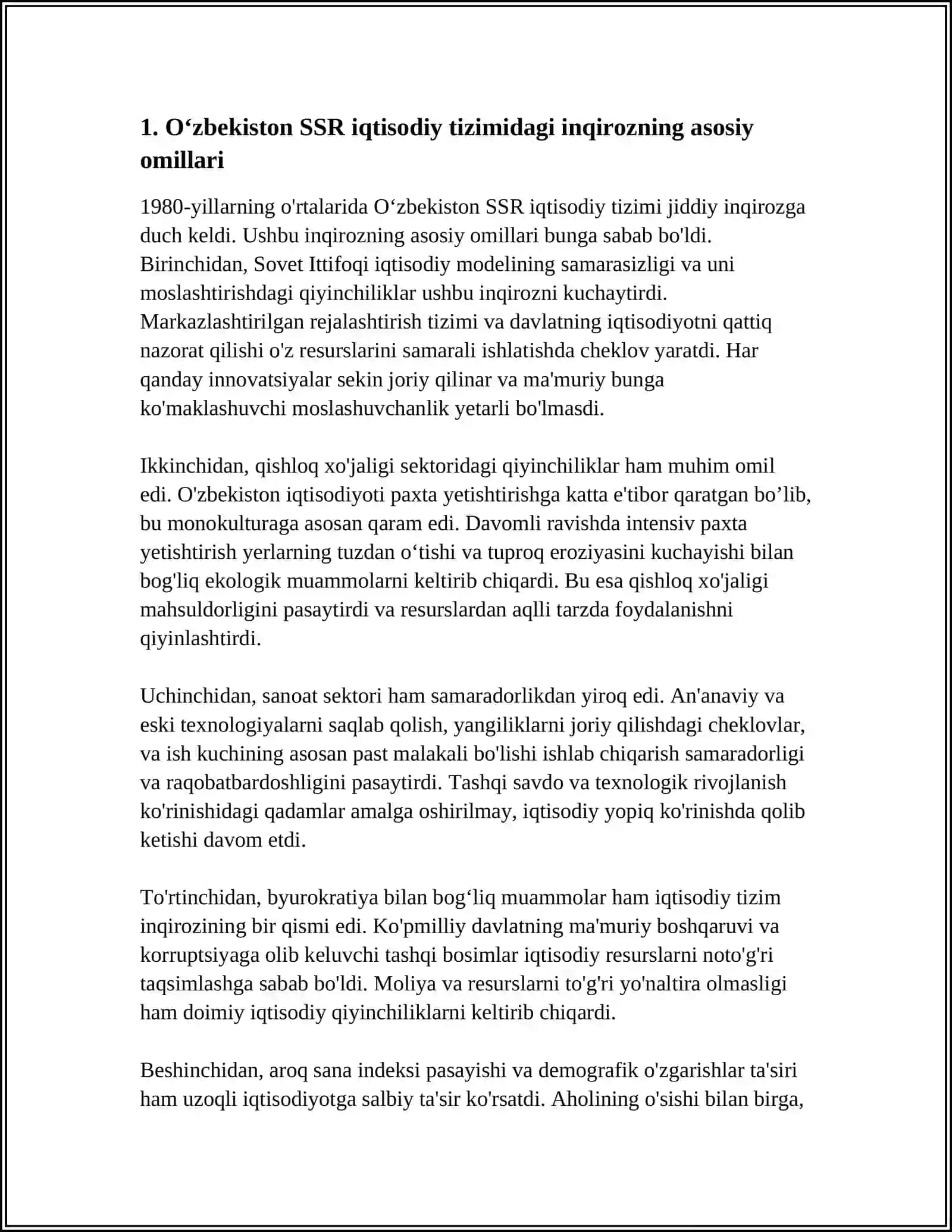 XX ASR 80-YILLARI O'RTALARIDA RESPUBLIKA IJTIMOIY-SIYOSIY,IQTISODIY VA MA'NAVIY HAYOTIDAGI INQIROZLI HOLAT 4