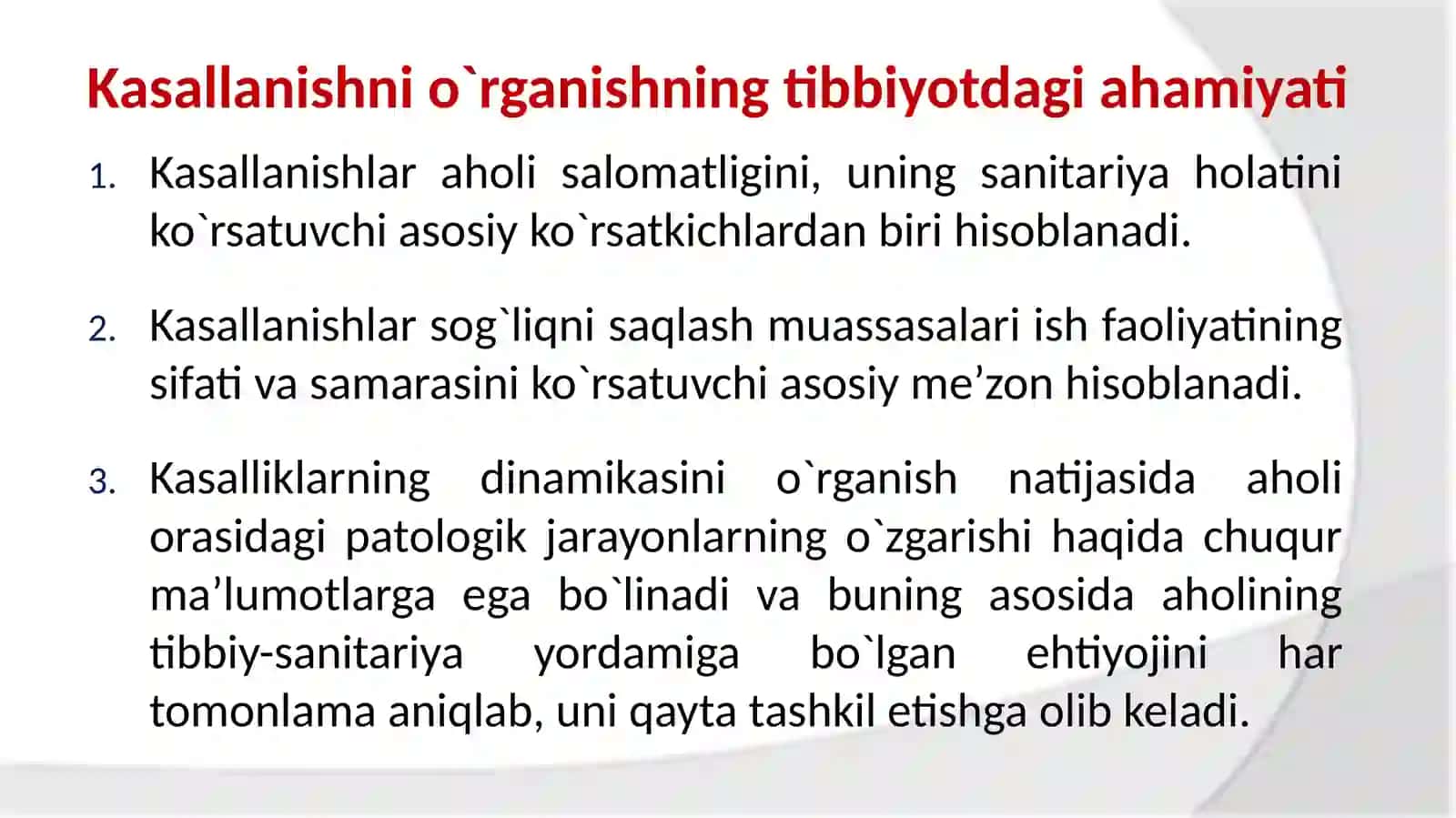 Aholi kasallanishi va uni o`rganish usullari, tibbiy-ijtimoiy qirralari 4