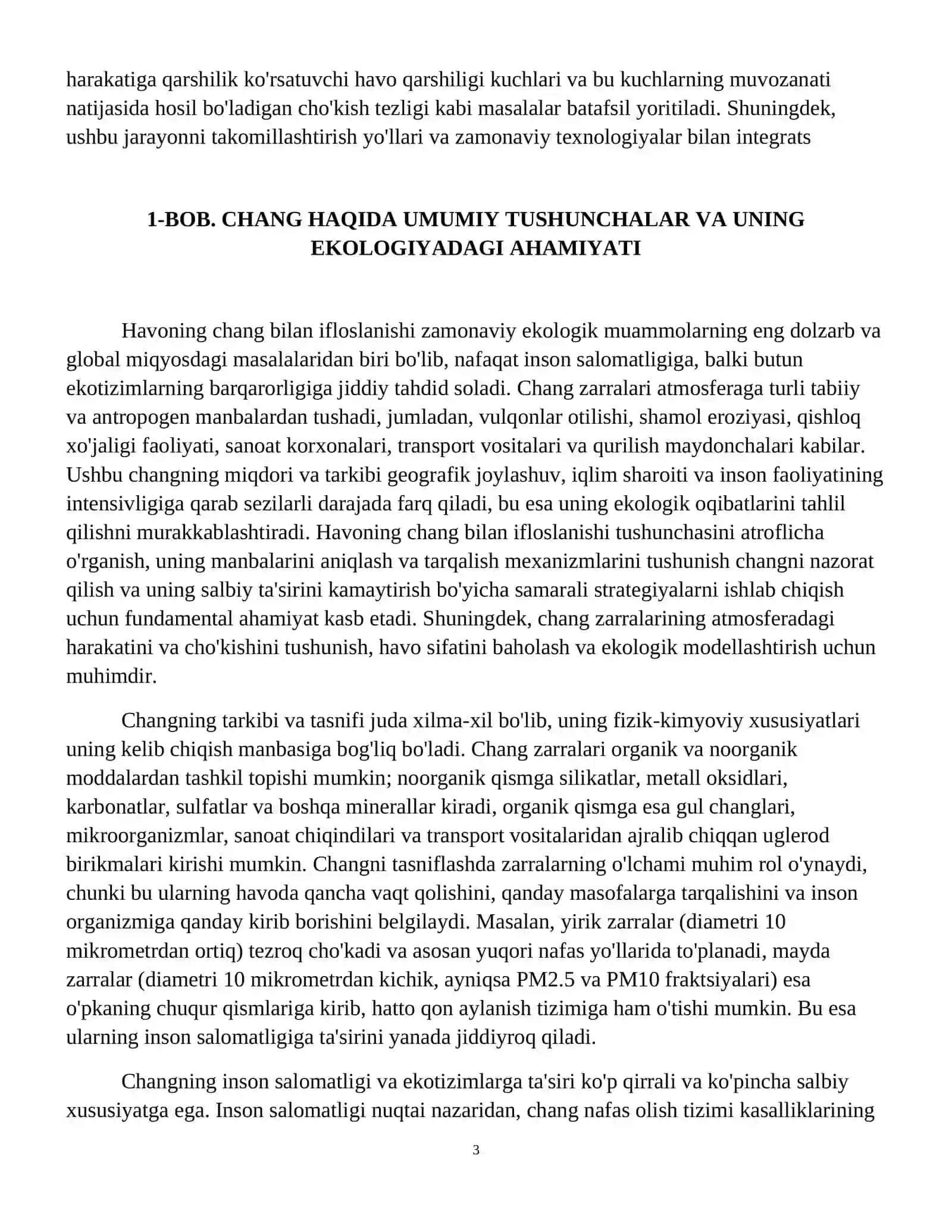 Changli havoni tozalashda gravitatsion choʻktirish xarakteristikasi 4