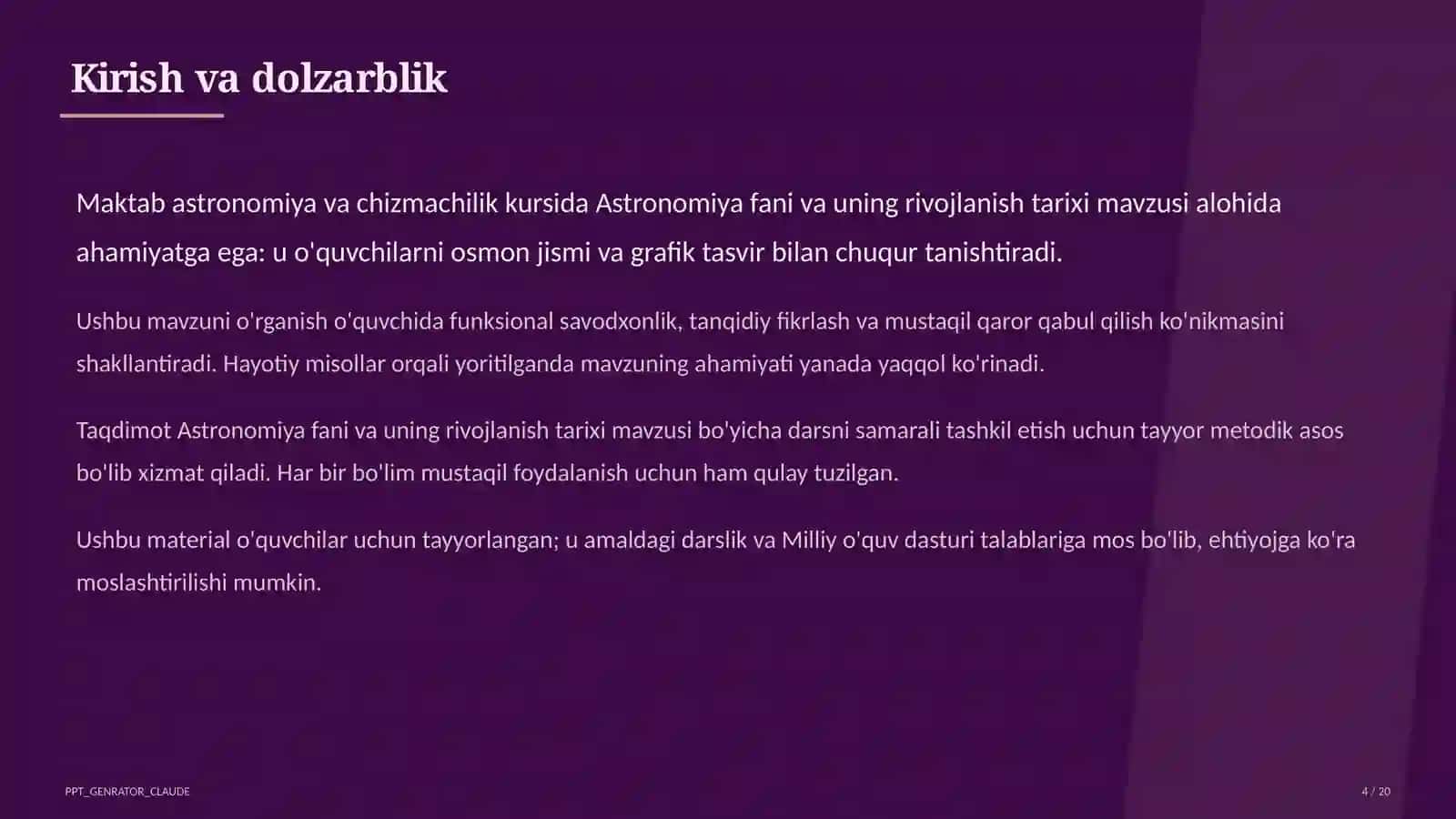 Astronomiya fani va uning rivojlanish tarixi (10-sinf) 4