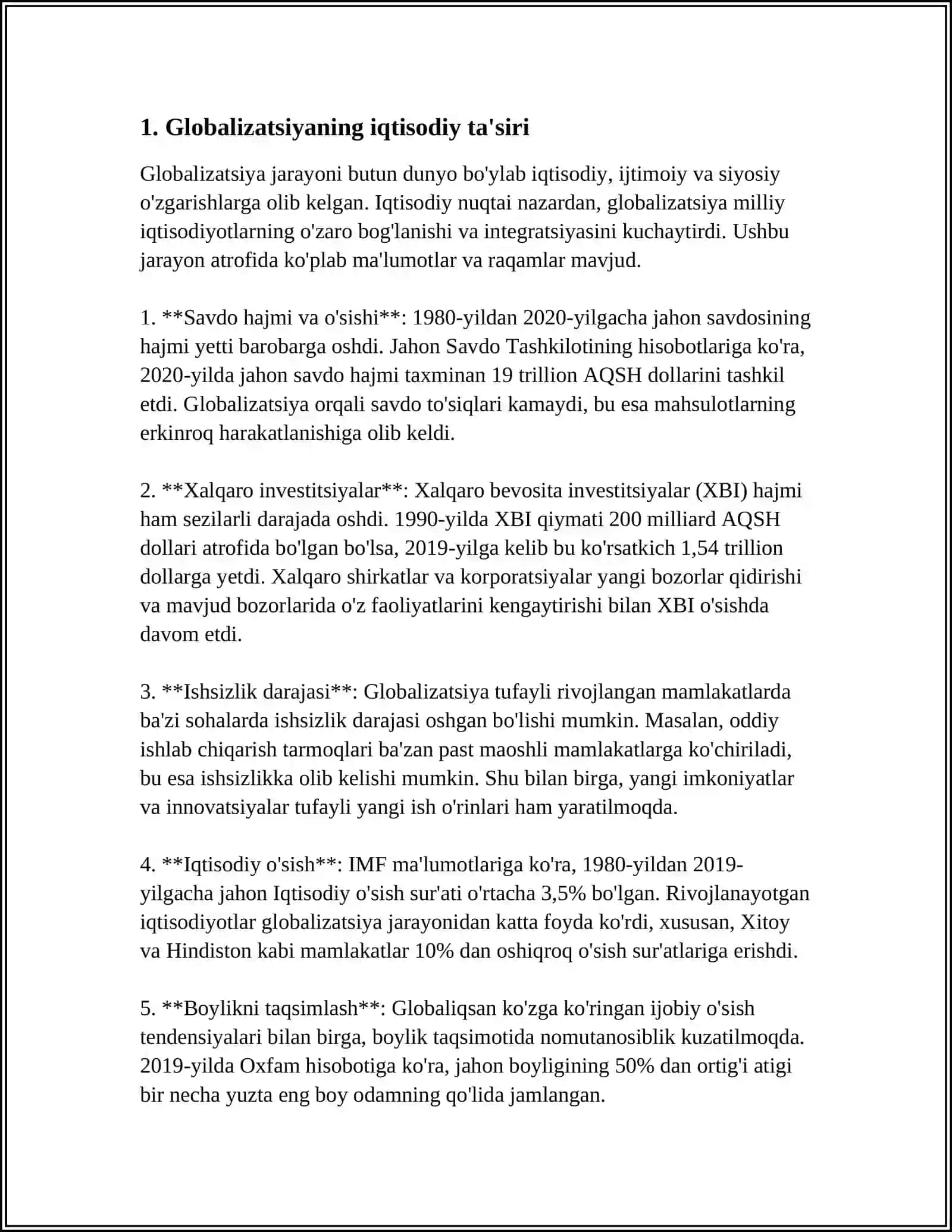 BARQAROR TARAQQIYOTNI TA’MINLASHDA GLOBALLASHUVNING IJOBIY VA SALBIY YÒNALIDHLARI 4