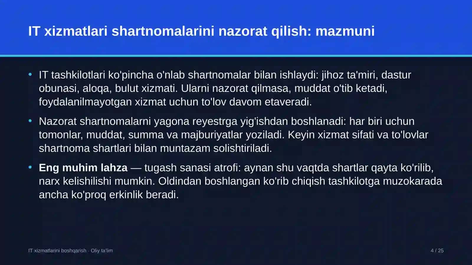 mehribonlik uylarida axborot texnologiyalari xizmatlari bo'yicha shartnomalarni nazorat qilish 1017 4