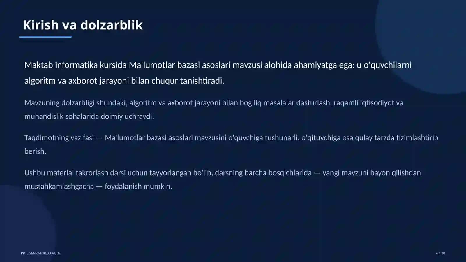 Ma'lumotlar bazasi asoslari (9-sinf) 4