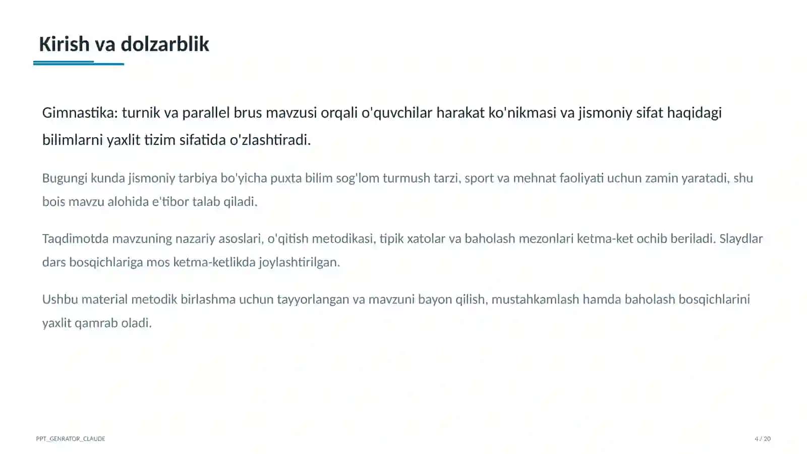 Gimnastika: turnik va parallel brus (6-sinf) 4