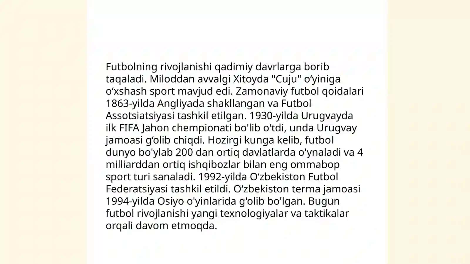 Futbol oʻyinining tarixi qoidalari texnikasi va taktikasining tasnifi 4