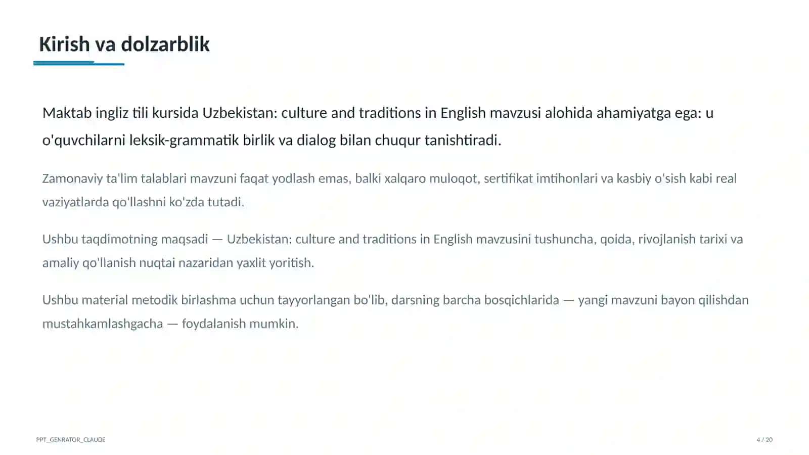 Ingliz tili (1–11) — metodik birlashma uchun 4