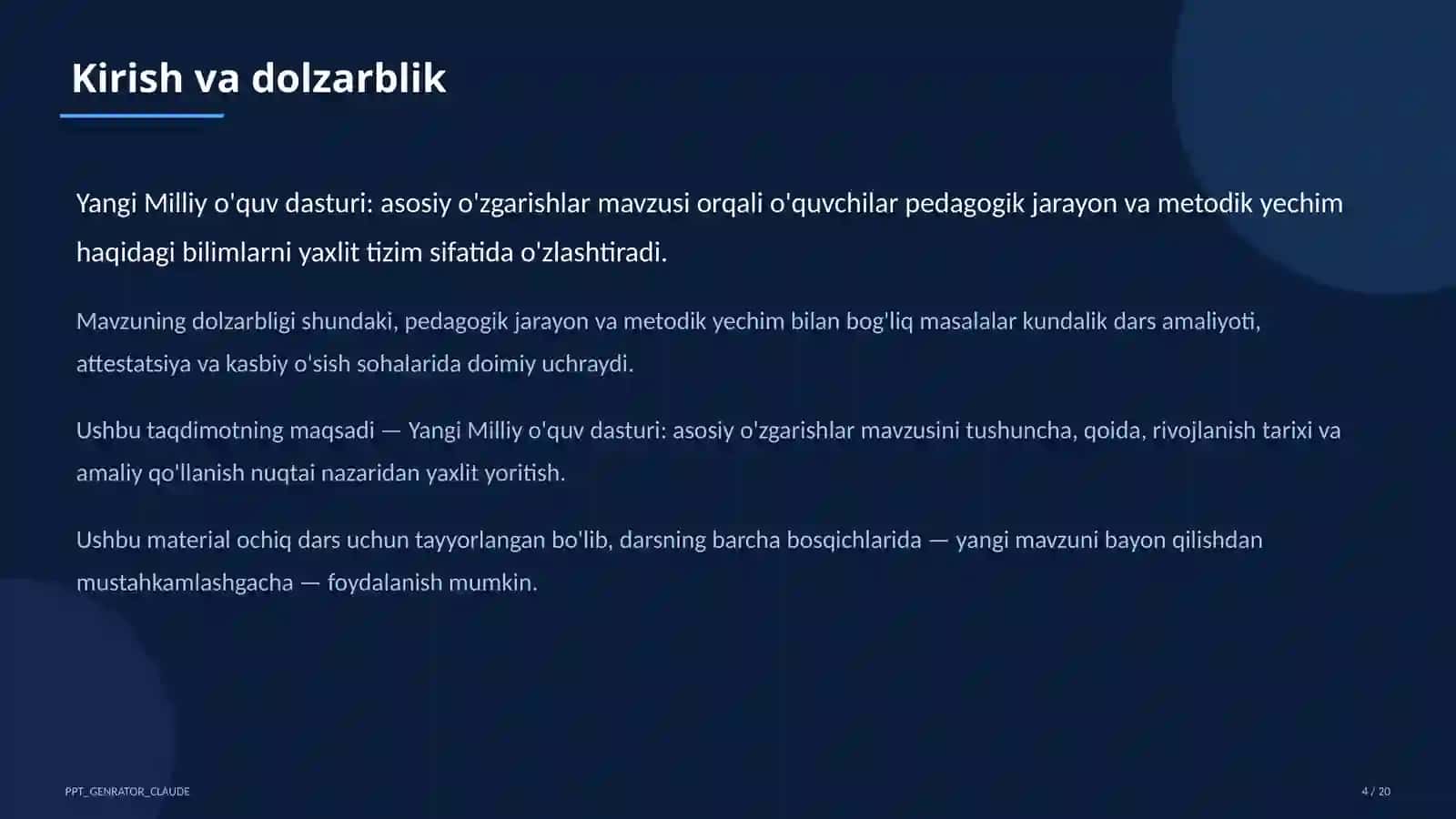 Yangi Milliy o'quv dasturi: asosiy o'zgarishlar 4