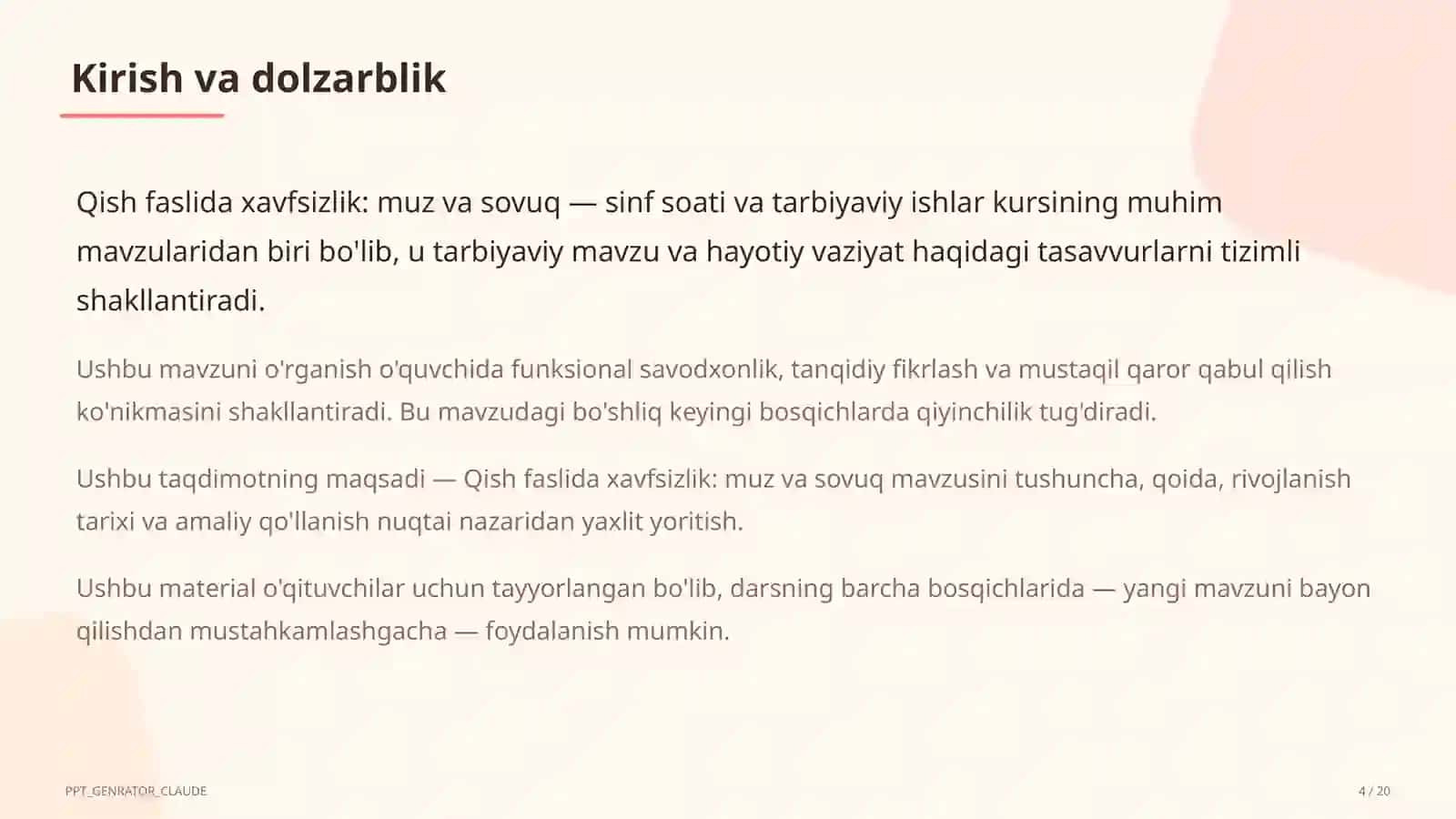 Dars rejasi 4
