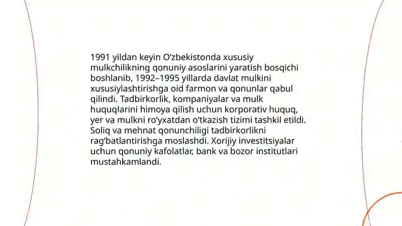 Iqtisodiy islohotlar,xususiy mulkchilikning shakllanishi 4