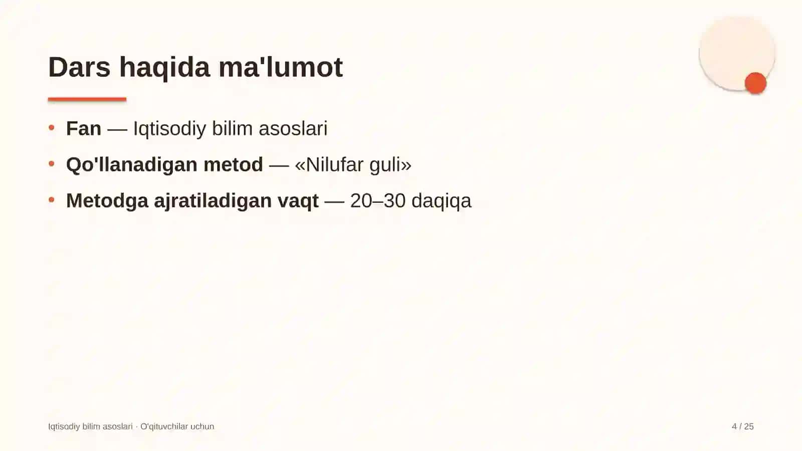 iqtisodiy bilim asoslari darslarida nilufar guli metodidan foydalanish 1846 4