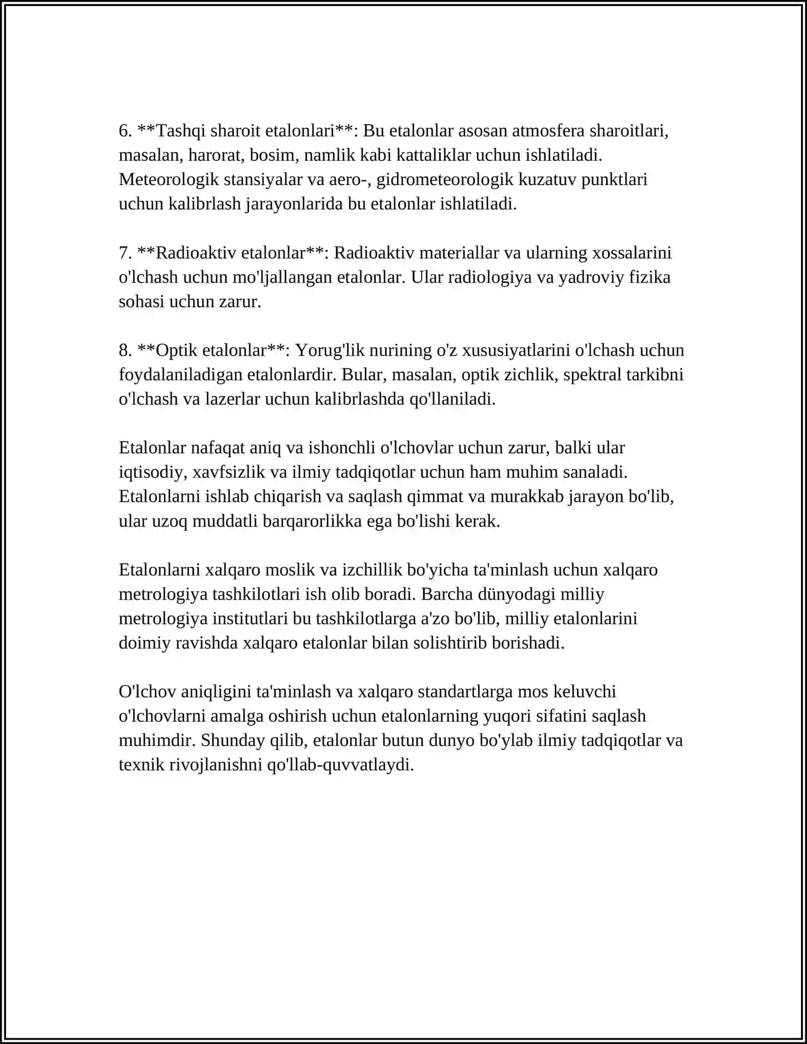 ETALONLAR VA ULARNING QO’LLANILISH SOHALARI 4
