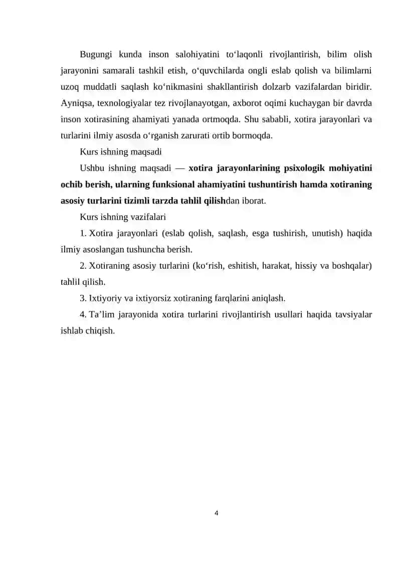 Xotira jarayonlari va turlari haqida tushuncha 4