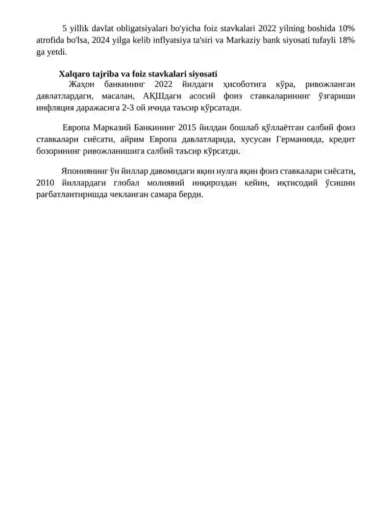 Foiz stavkalarini tartibga solishda Markaziy bank fuksiyalari 4