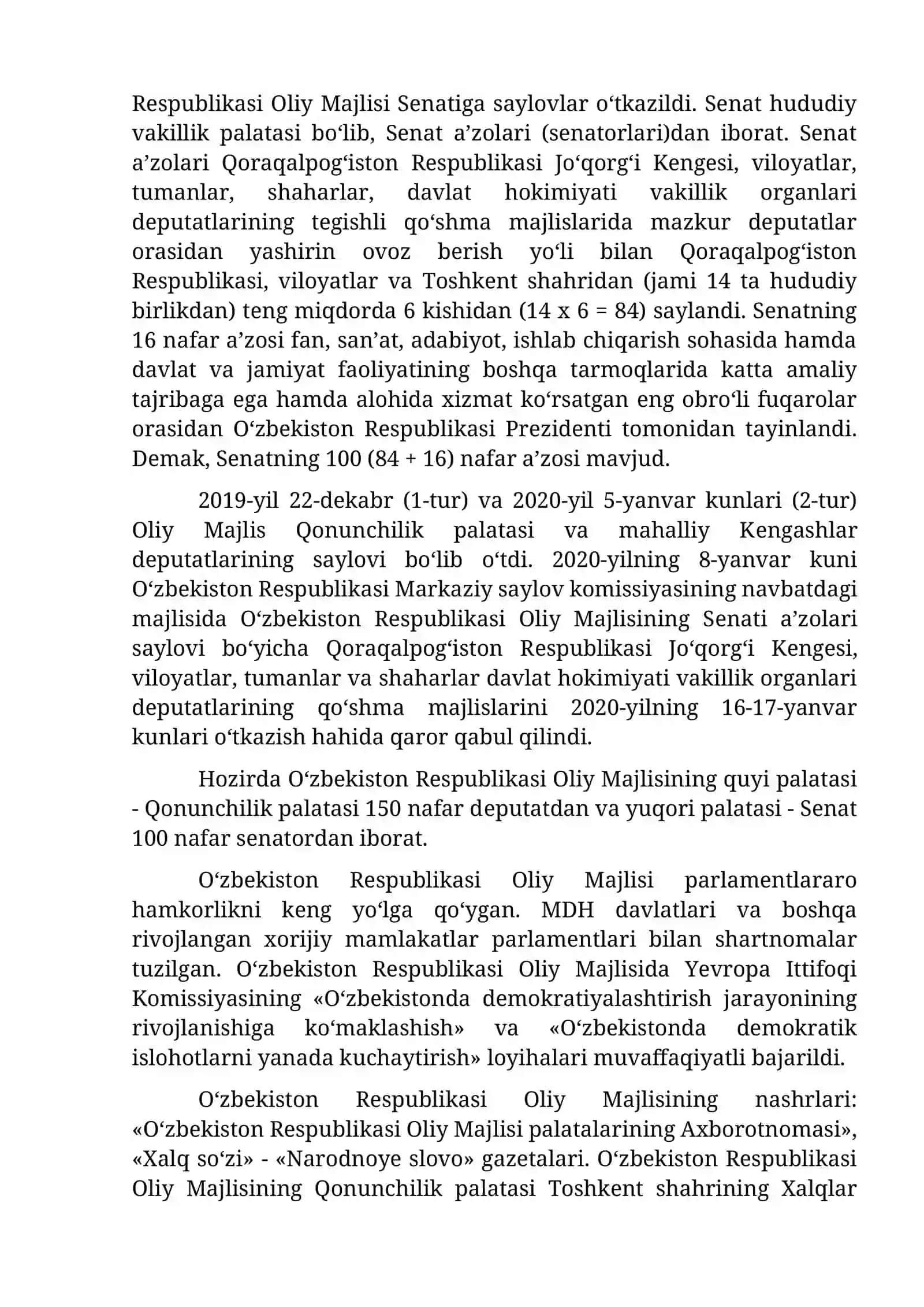 5 - 6 mavzu. O‘zbekistonda demokratik, fuqarolik jamiyati asoslarining shakllanishi, amalga oshirilgan siyosiy islohotlar 4