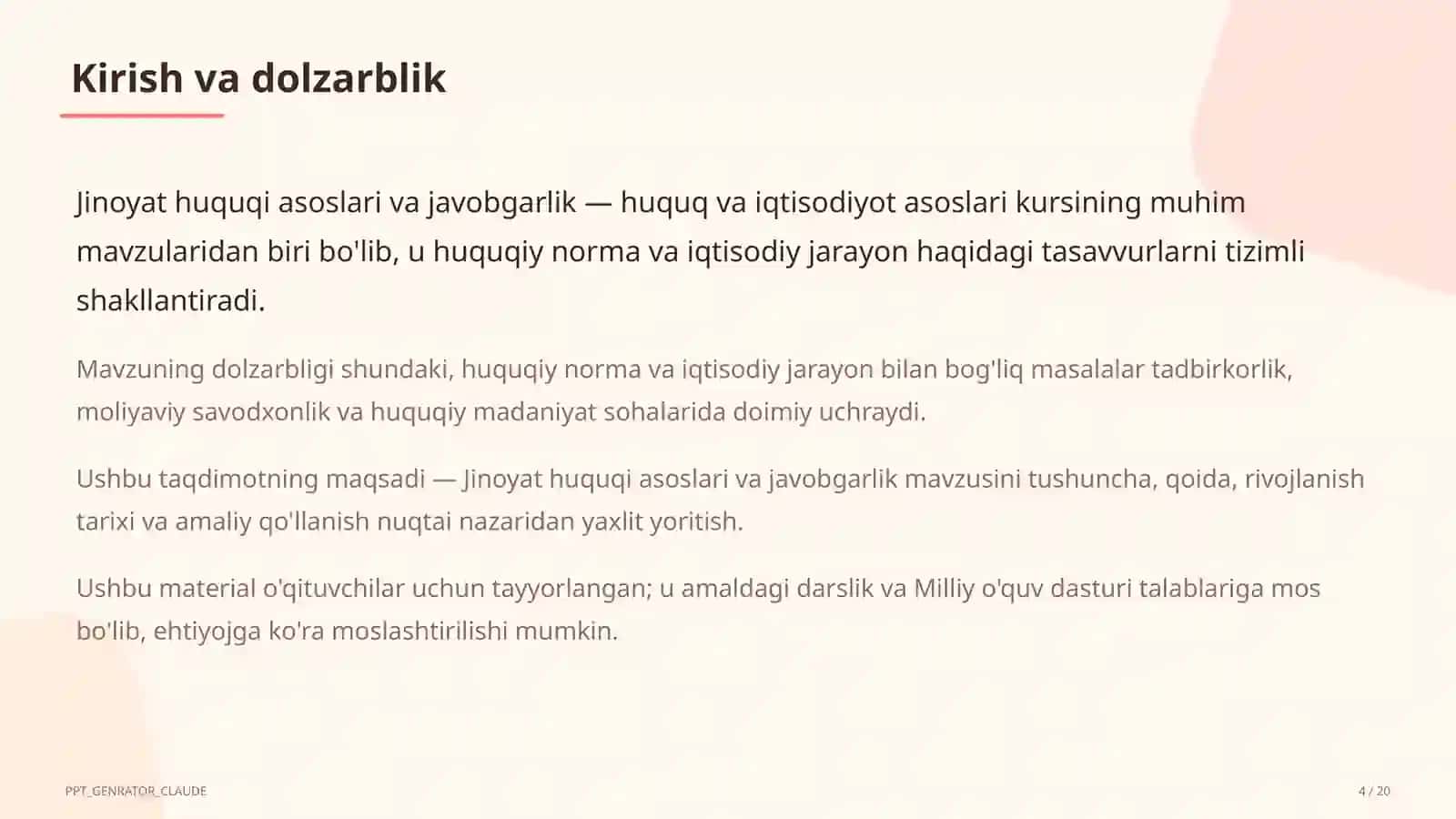 Jinoyat huquqi asoslari va javobgarlik (10-sinf) 4