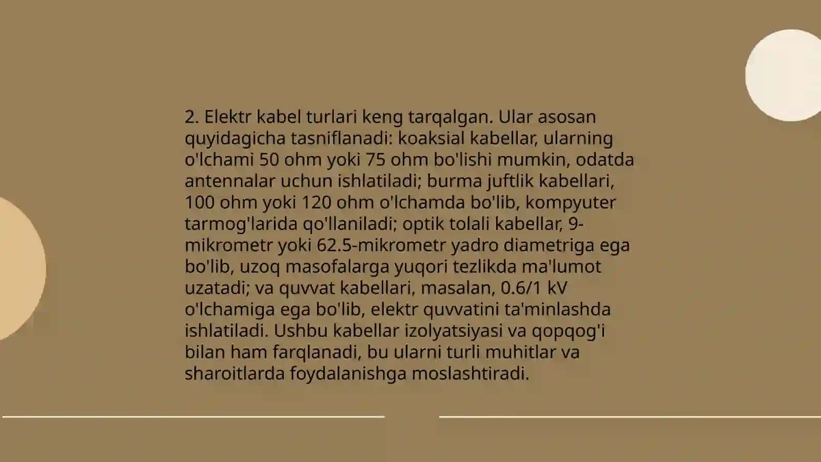 Kabellarni turlari va ularni tanlash 4