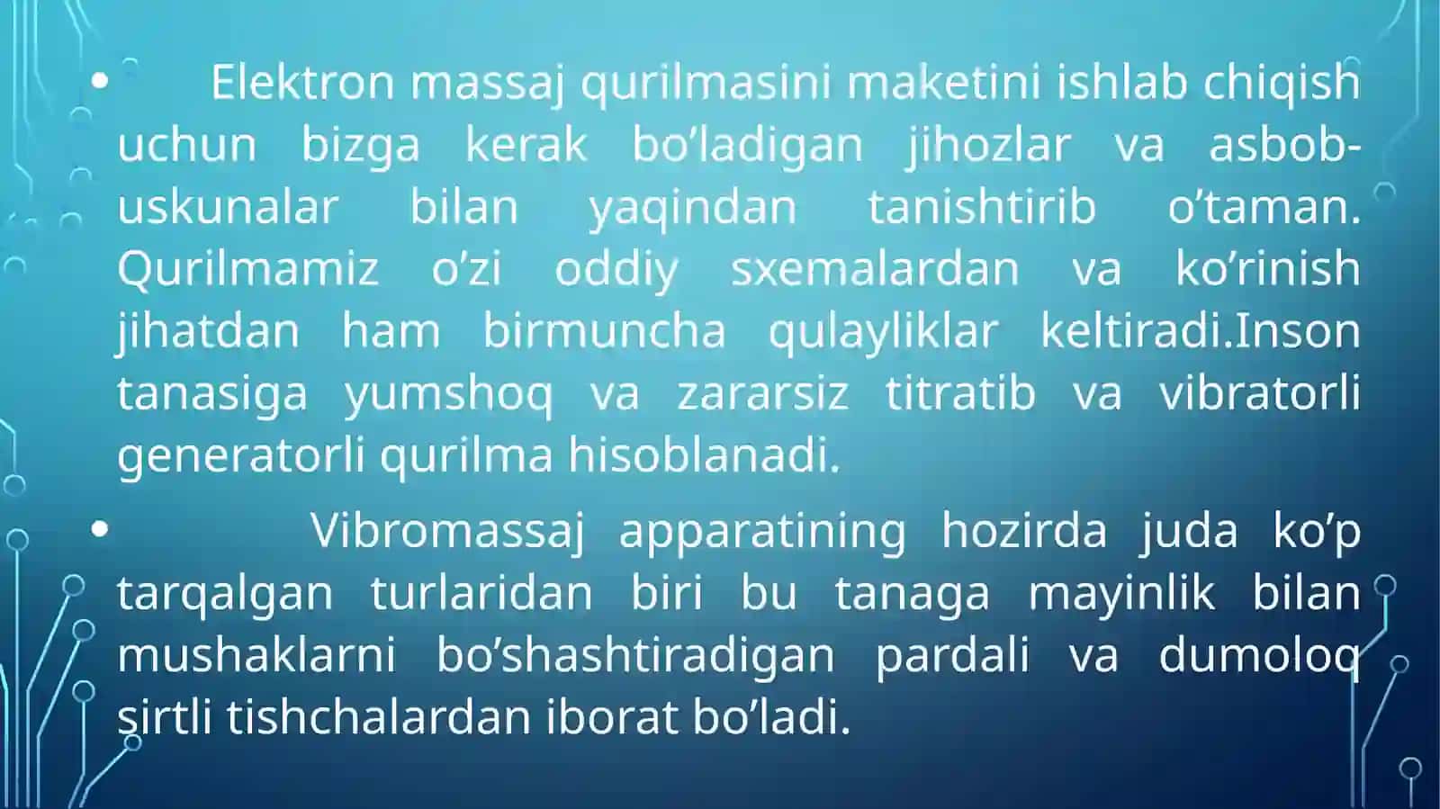 ELEKTRON MASSAJ QILUVCHI QURILMAMAKETINI ISHLAB CHIQISH 4