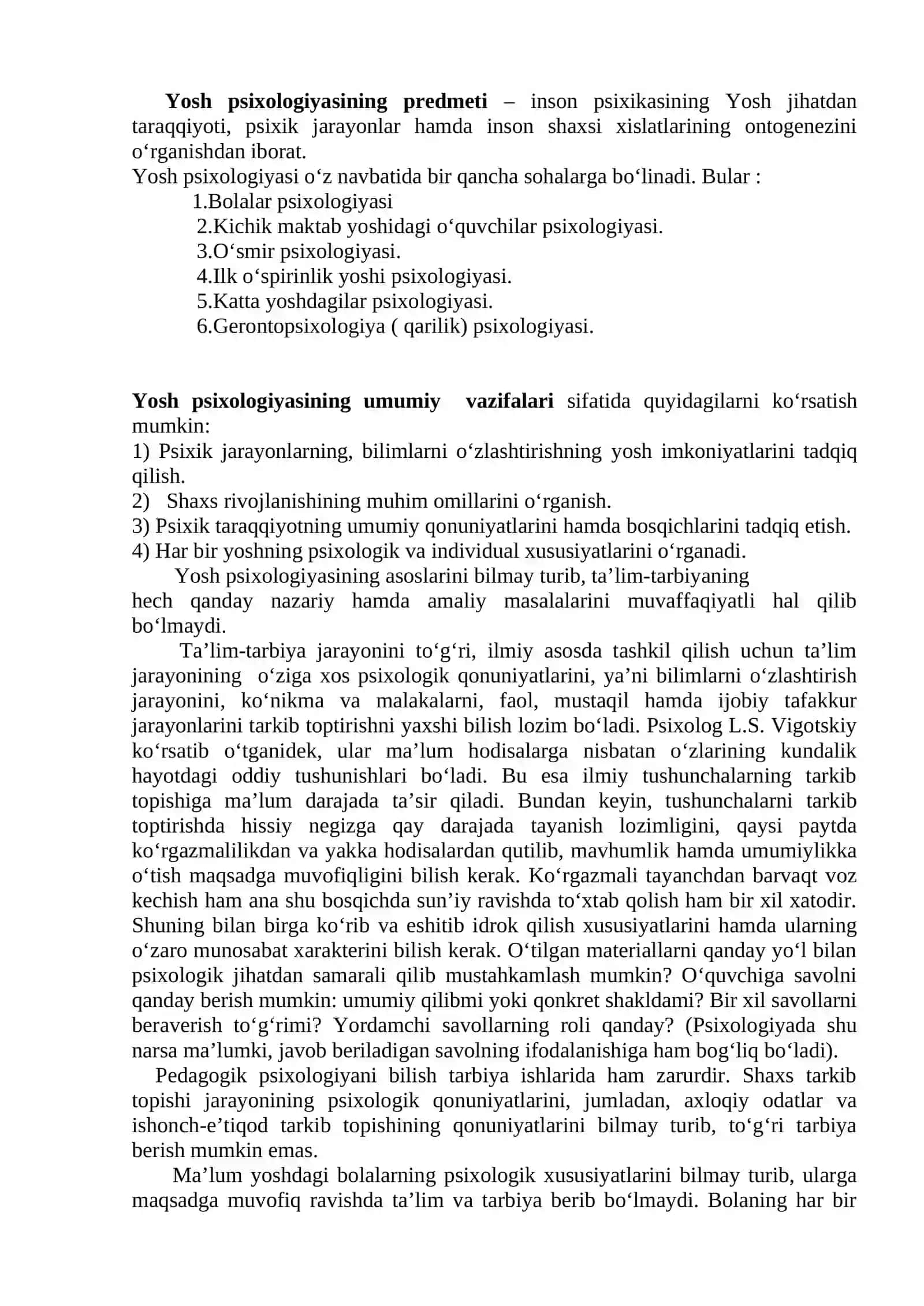 YOSH VA PEDAGOGIK PSIXOLOGIYA FANINING TADQIQOT SOHASI VA MUAMMOLARI.PSIXIK RIVOJLANISH VA UNI DAVRLASHTIRISH MUAMMOSI 4