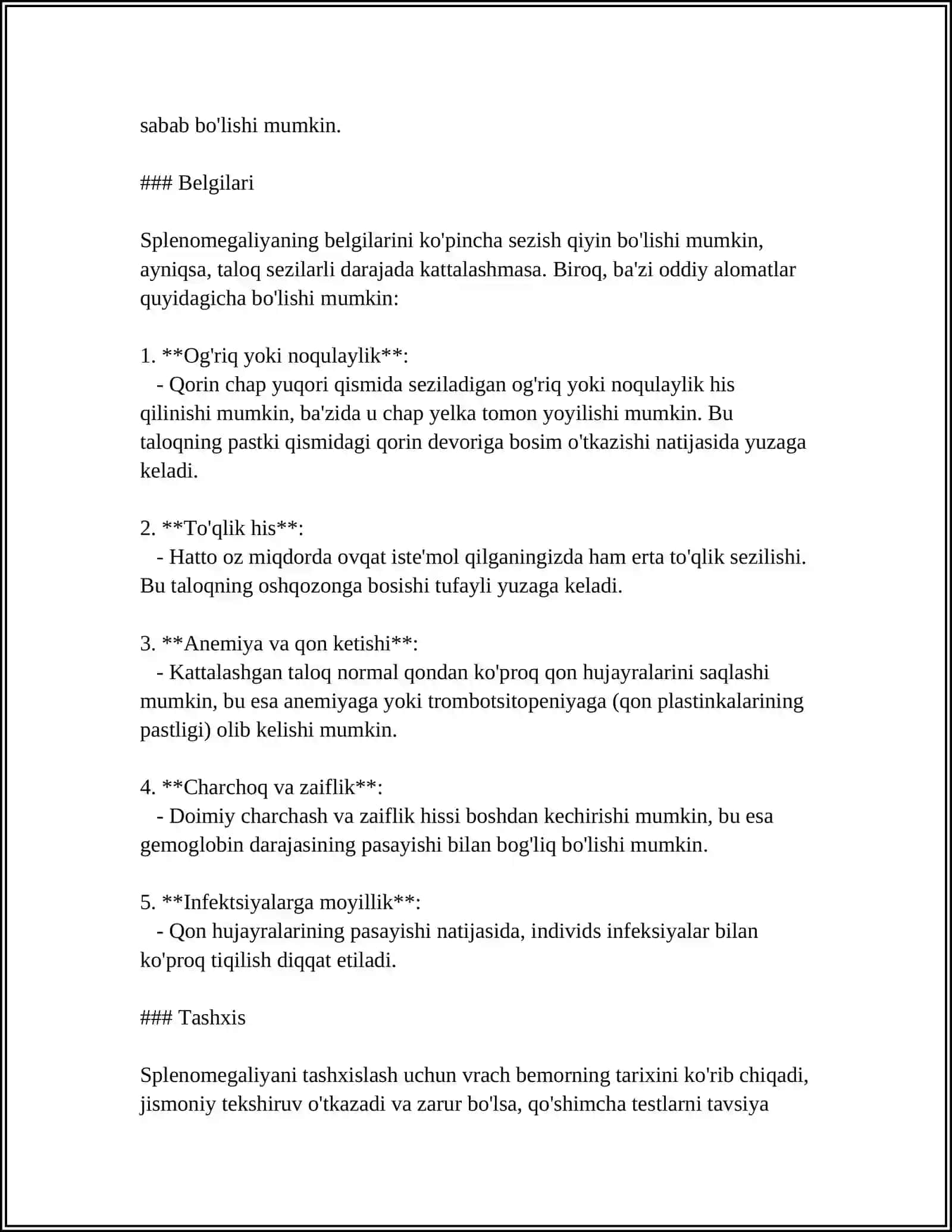 SPLENOMEGALIYA,GIPERSPLENIZM,FUNKSIONAL ASPLENIYA BILAN KECHADIGAN KASALLIKLAR 4