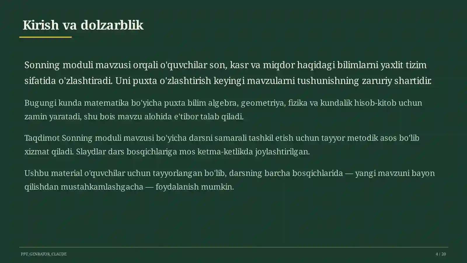 Sonning moduli (6-sinf) 4