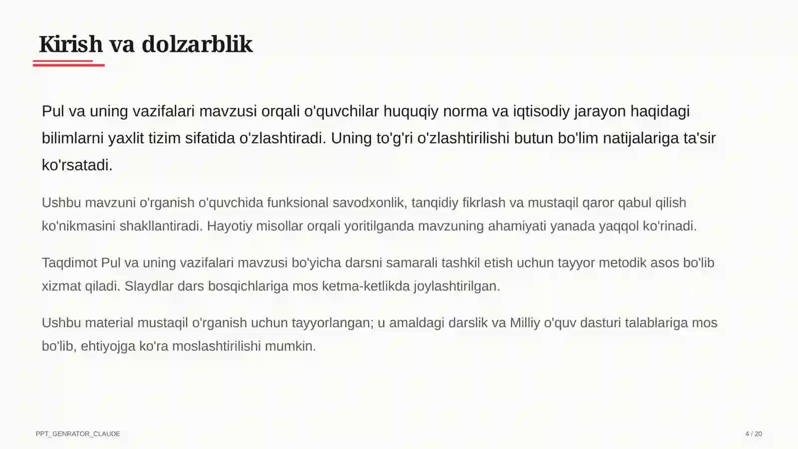 Pul va uning vazifalari (9-sinf) 4