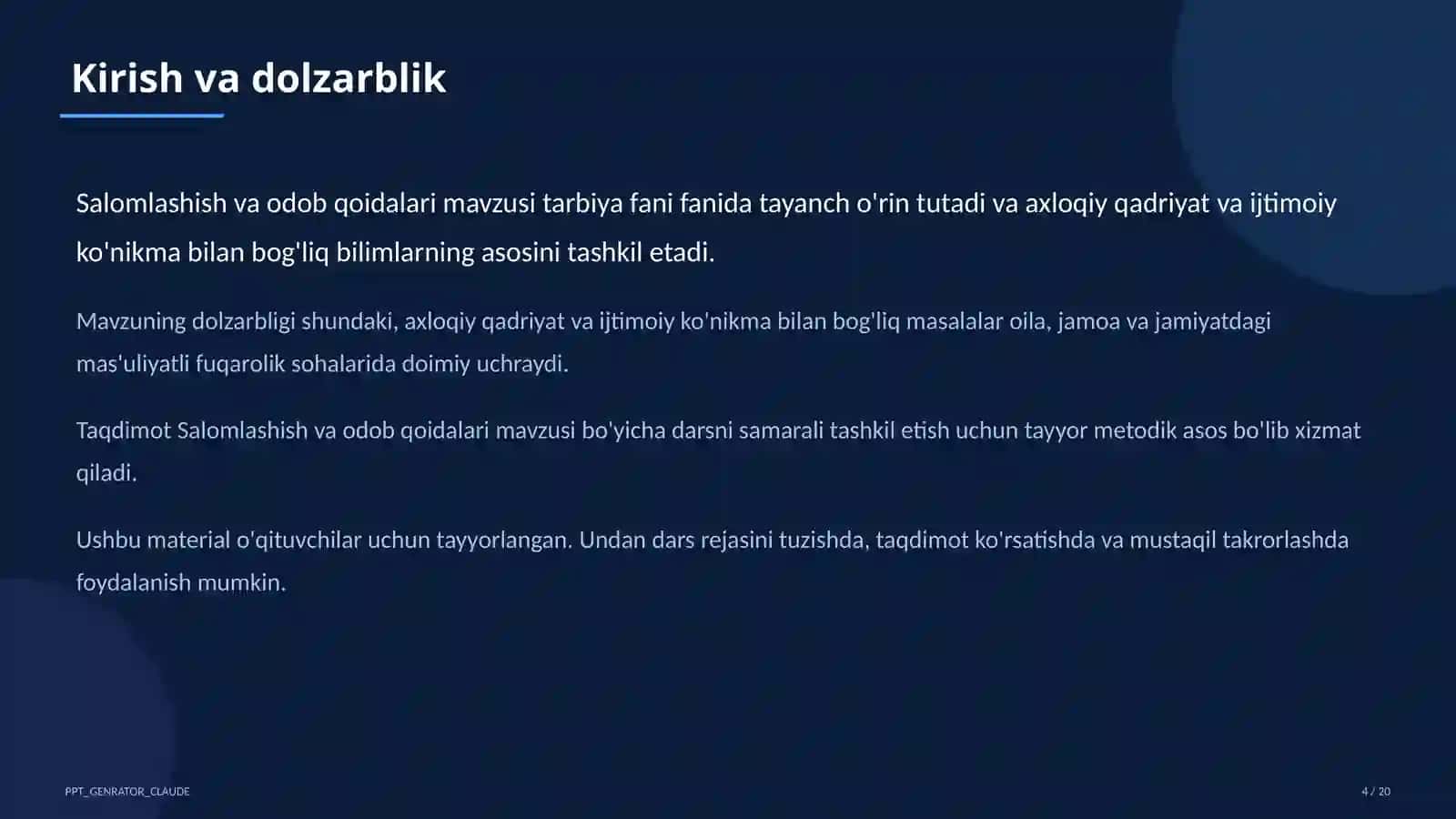 Salomlashish va odob qoidalari (1-sinf) 4