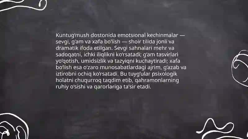 "Kuntug‘mush"dostonida psixologik holatning ifodalanishi 4