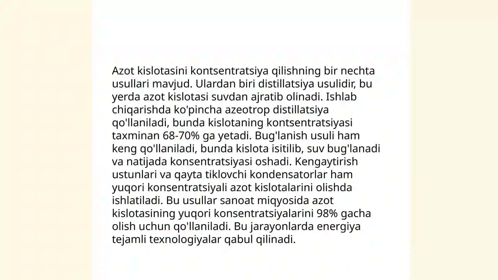 Konsentrlangan azot kislotasi ishlab chiqarish jarayoni 4