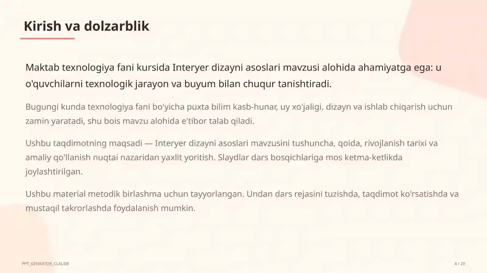 Interyer dizayni asoslari (8-sinf) 4