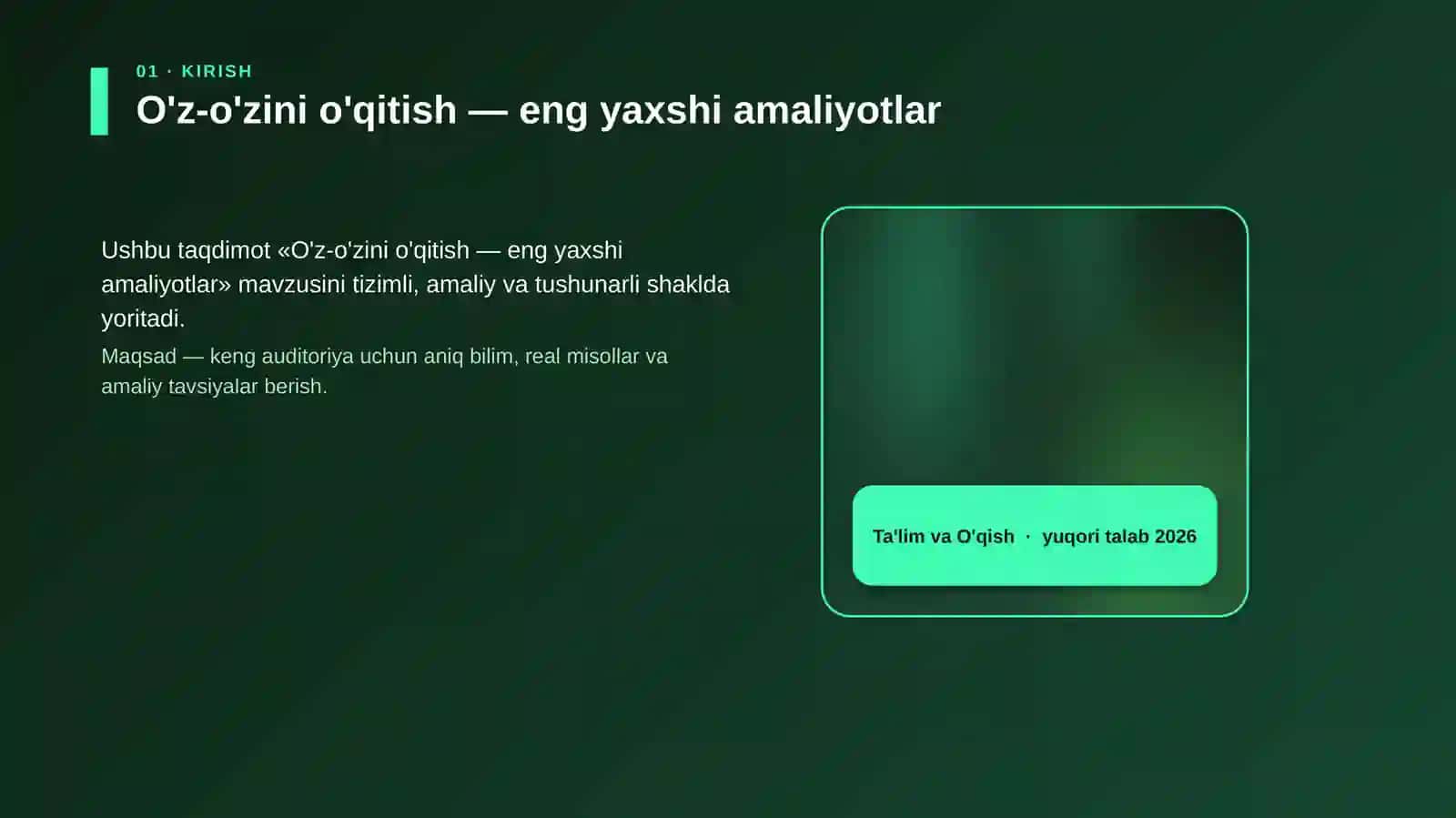 O'z-o'zini o'qitish — eng yaxshi amaliyotlar 4