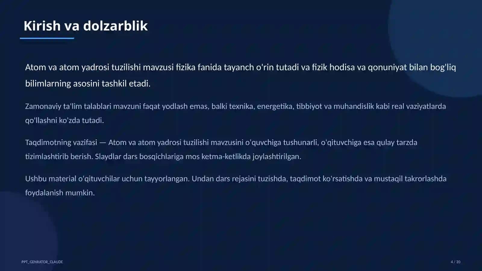 Atom va atom yadrosi tuzilishi (11-sinf) 4