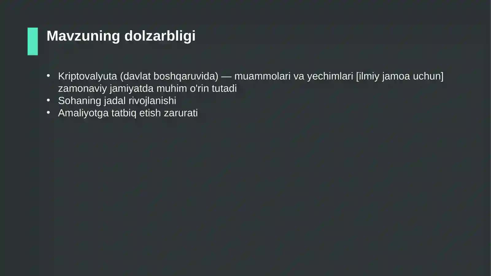 Kriptovalyuta (davlat boshqaruvida) — muammolari va yechimlari [ilmiy jamoa uchun] 4