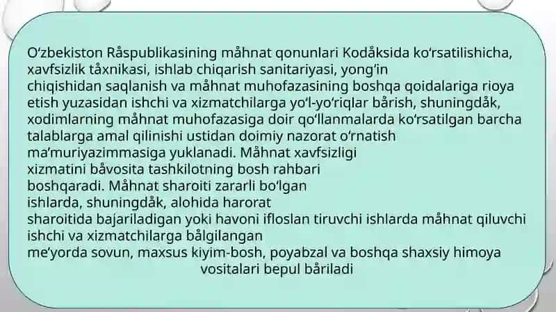 Mehnat muhofazasining qonuniyasosi 4