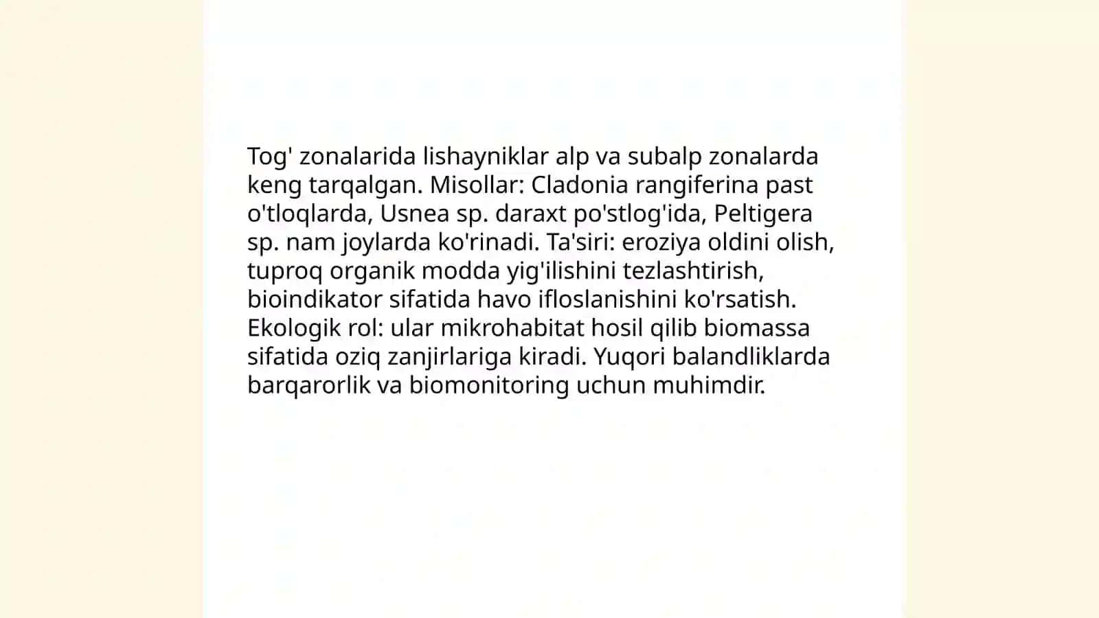 Lishayniklarning tabiatdagi tarqalishi va ahamiyati 4