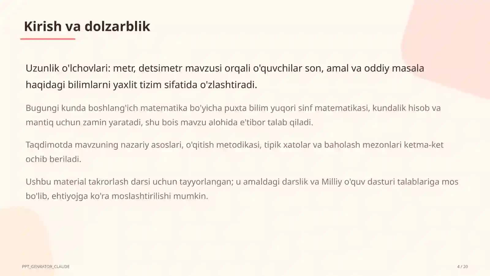 Metodik qo'llanma "Matematika takrorlash darsi" 4