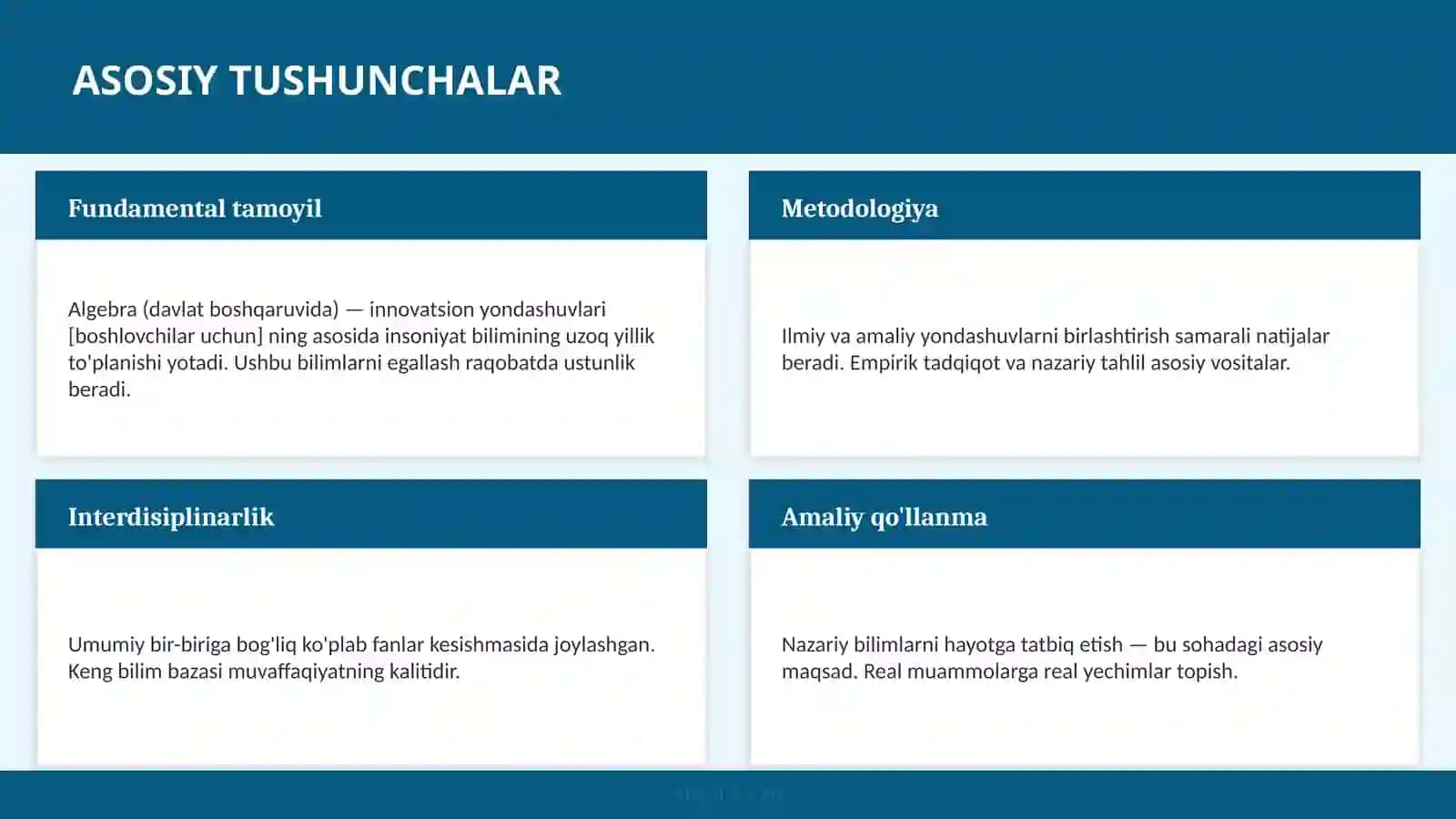 Algebra (davlat boshqaruvida) — innovatsion yondashuvlari [boshlovchilar uchun] 4