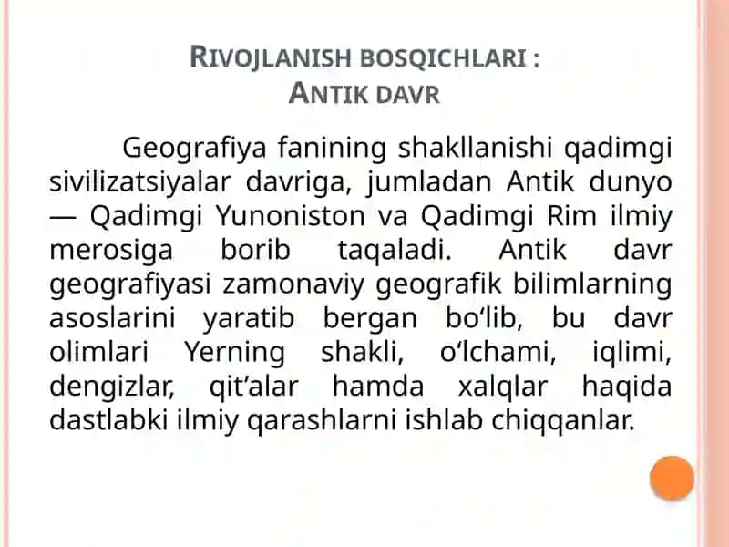 Geografiyaning rivojlanish bosqichlari 4