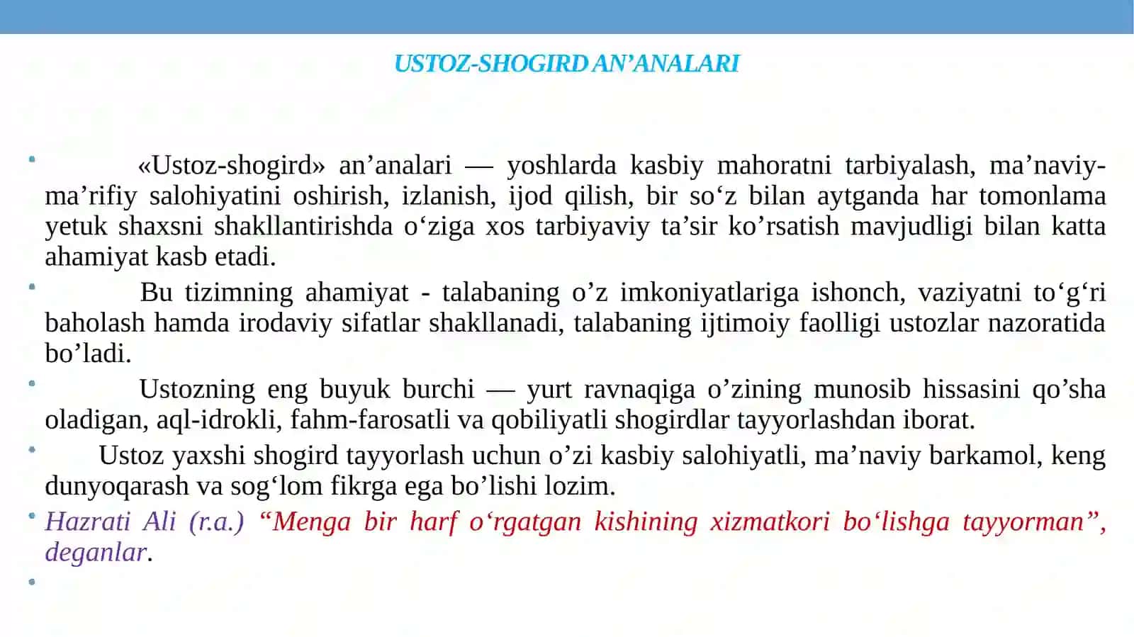 USTOZ MAKTABI.KASB BAYRAMI.MONOLOGIK MATN.MONOLOGIK MATNDA MAZMUN IZCHILLIGI VAAA OHANG 4