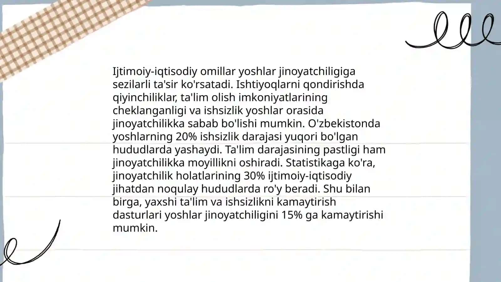 Yoshlar orasidagi jinoyatchilik darajasi va unga qarshi samarali kurash 4