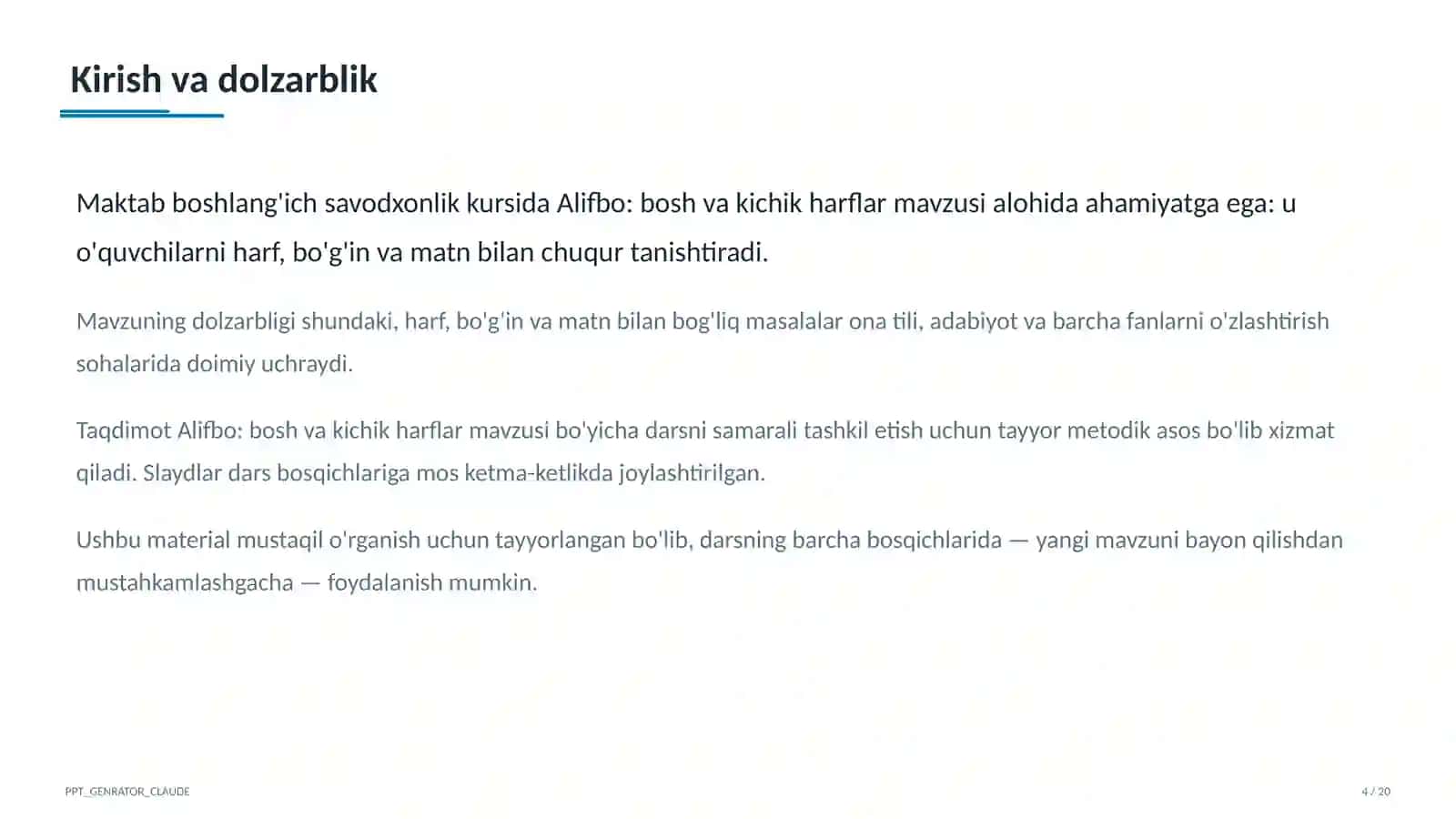 Alifbo: bosh va kichik harflar (1-sinf) 4