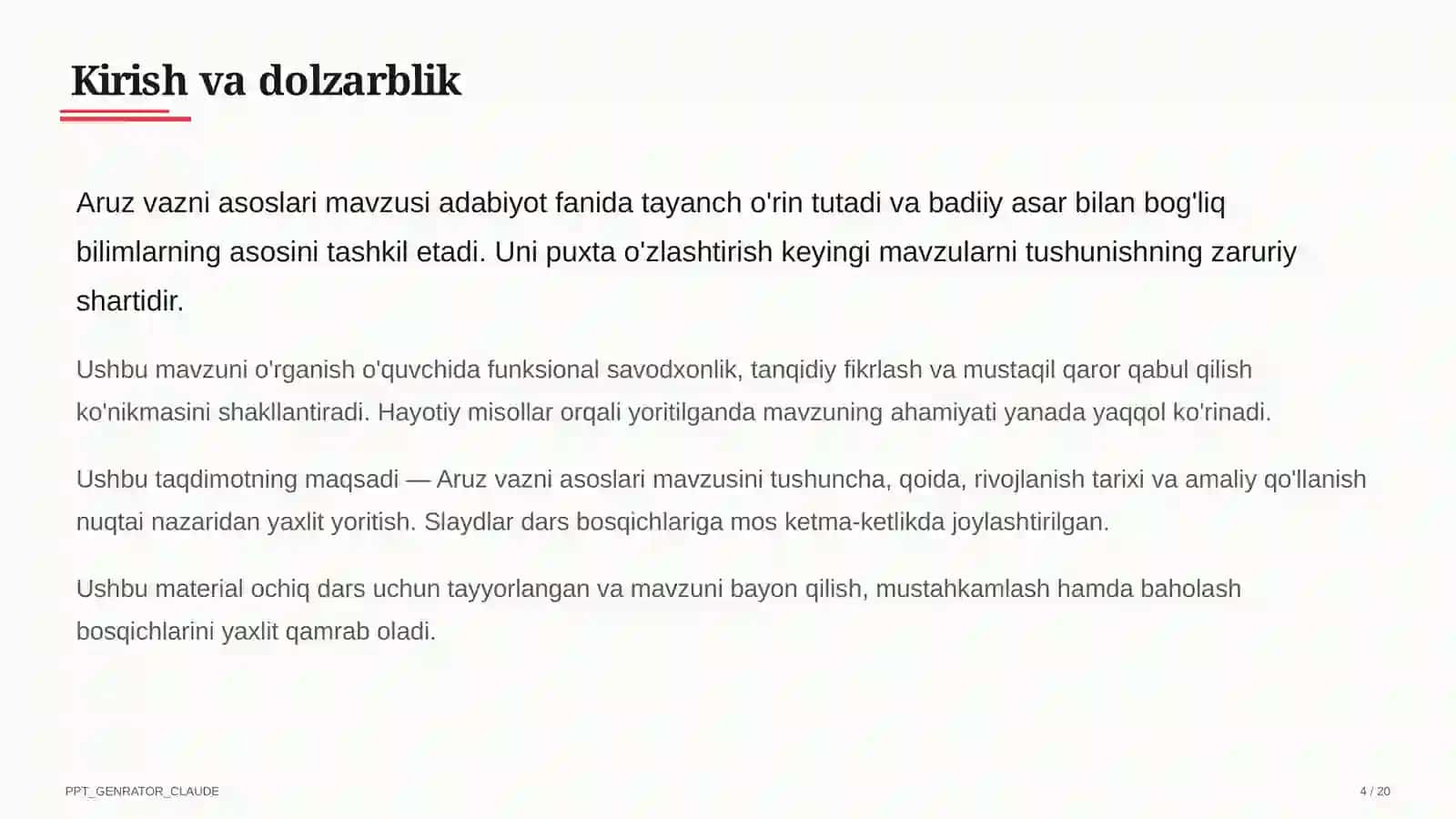 Aruz vazni asoslari (9-sinf) 4