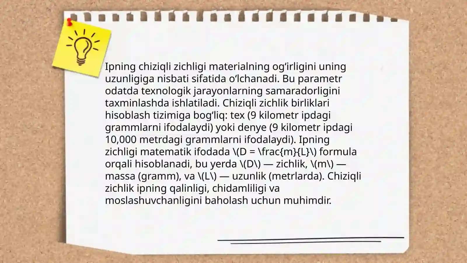 Ipning tarangligini, chiziqli zichligini о‘lchash 4